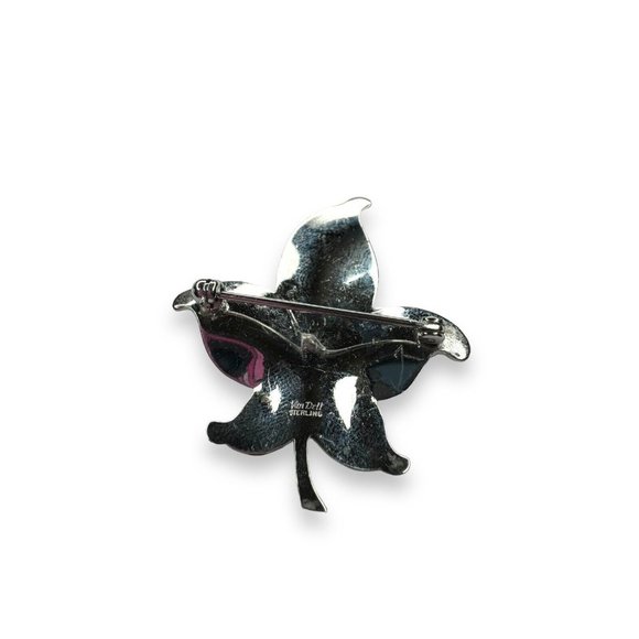 Vintage Van Dell Sterling Silver Enamel Leaf Pin Brooch 5.42 grams 1.5" x 1.5" - Picture 2 of 7